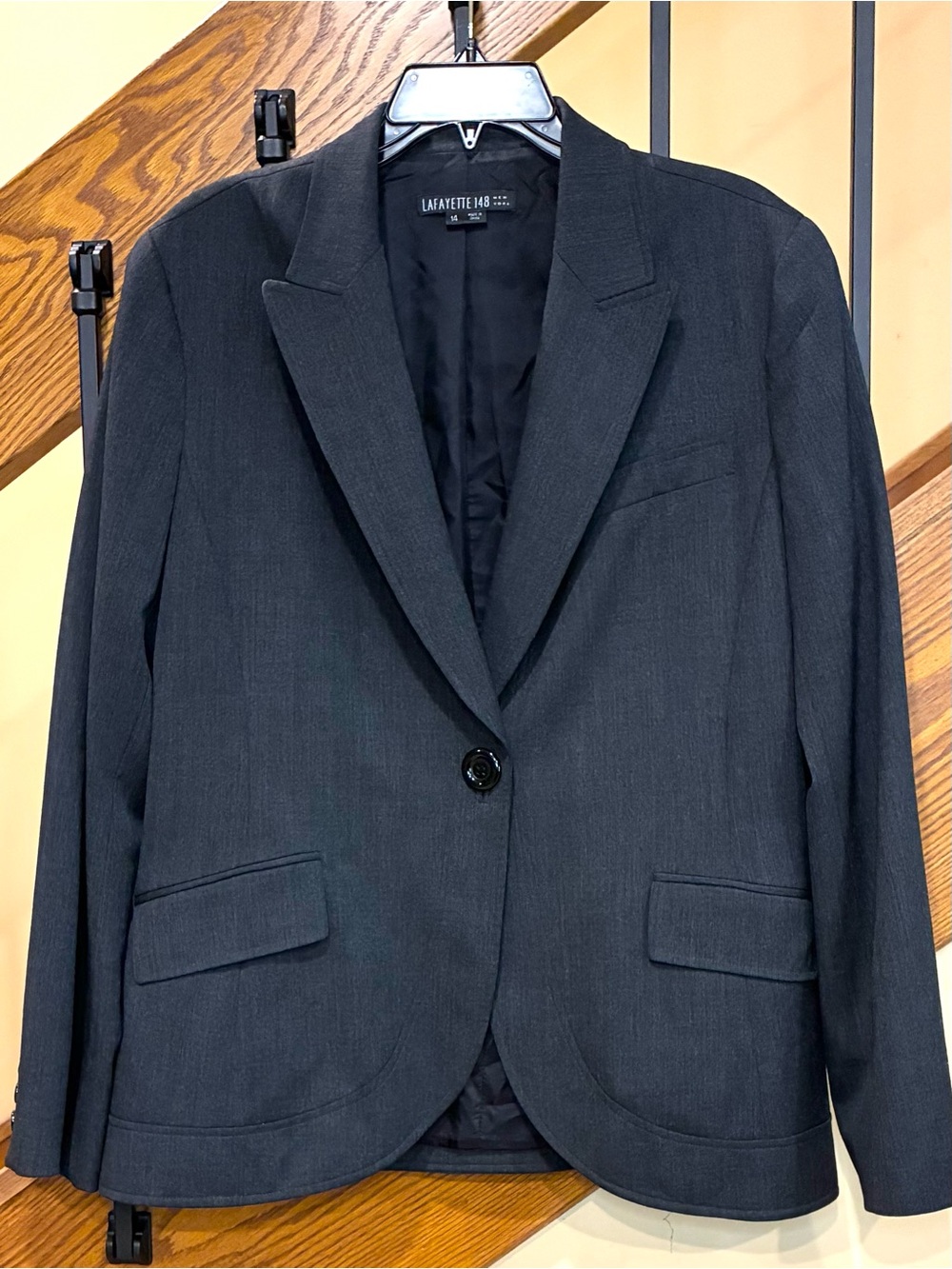 Lafayette 148 New York Blazer One Button Notch Lapel Lined Gray SZ. 14
